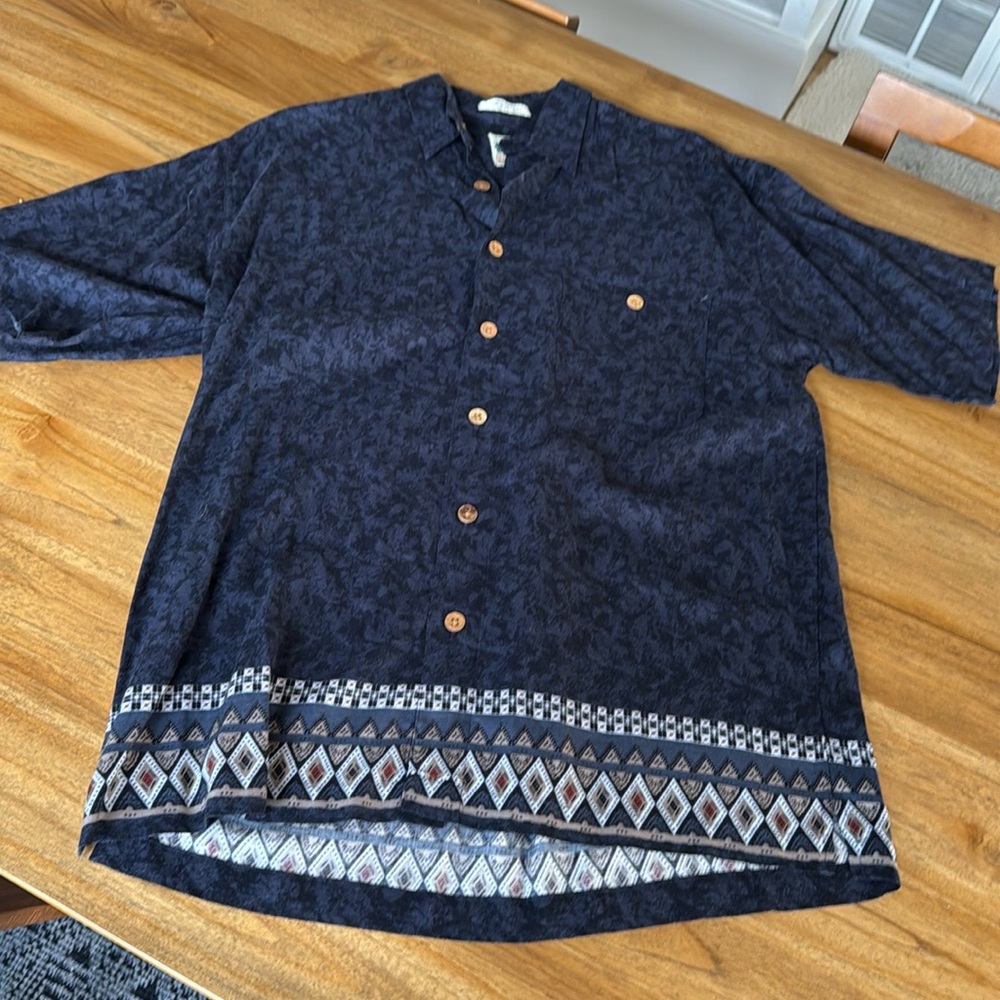 Blue Rayon Button Down
